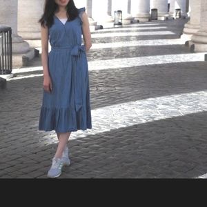 J Crew Chambray Wrap Midi Dress